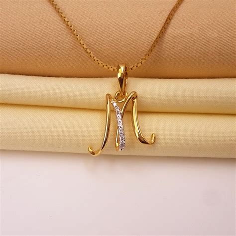 Buy M Over The Top Letter Pendant 18 KT yellow gold (1.538 gm ...