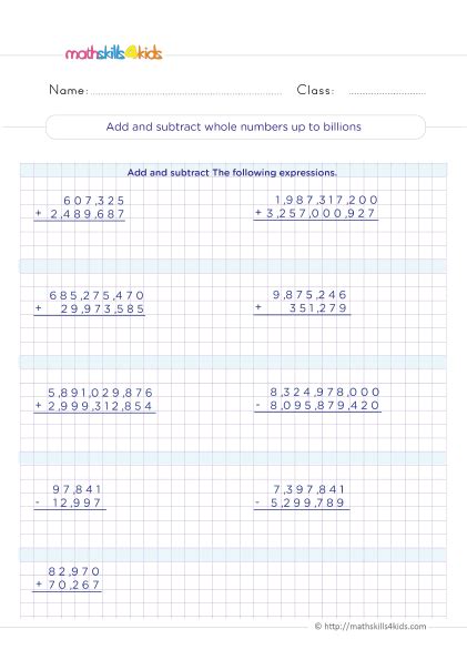 Image result for 5th Grade Math Subtraction Worksheets