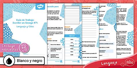 Guía de Trabajo | Escribir un ensayo | N°4 | Lenguaje y Cita