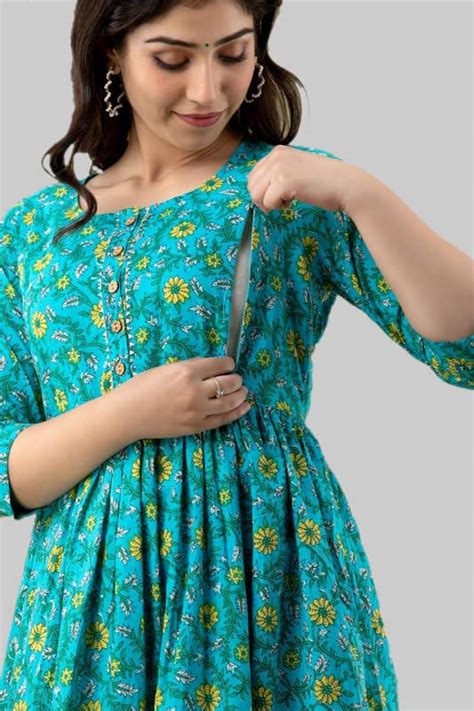 Buy HRK VENOM Women's Pure Cotton Printed Maternity Gown/Maternity wear ...