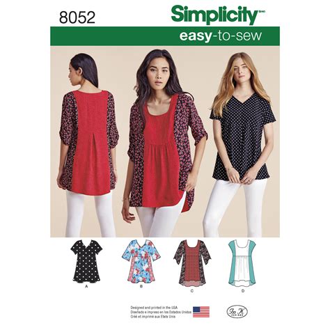 Women's Easy-to-Sew Tops Simplicity Sewing Pattern 8052