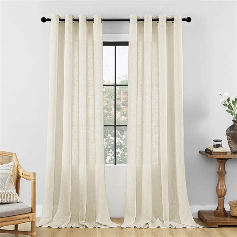 Amazon.com: SHECUTE Linen Curtains 63 Inch Length 2 Panels Set for ...