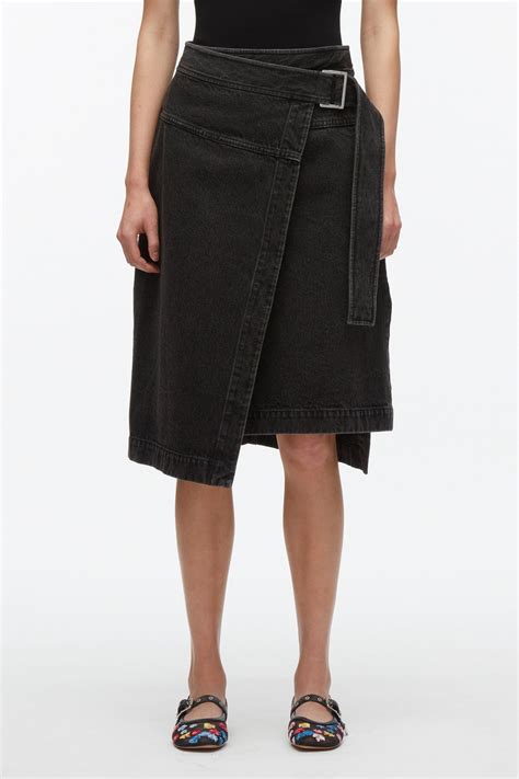 Black Denim Wrap Skirt for Women | Elegant Phillip Lim Skirts – 3.1 ...