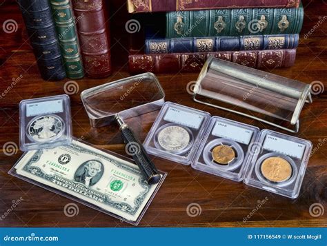 Coin Collecting Hobby. stock image. Image of invest - 117156549