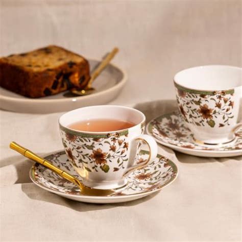 GOLDEN QUEEN'S Cups & Saucer Set of 4 Cups & 4 Saucers | Use for ...