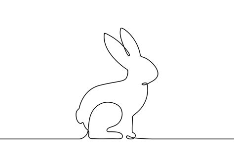 Hare, rabbit contour silhouette, one continuous line drawing. Simple ...