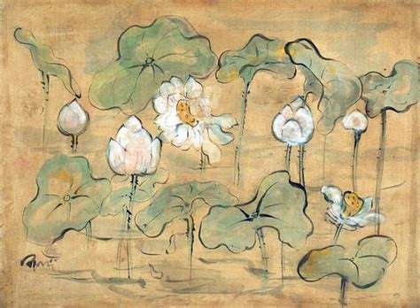 Lotus Flowers - Benode Behari Mukherjee - Bengal School Art Painting ...