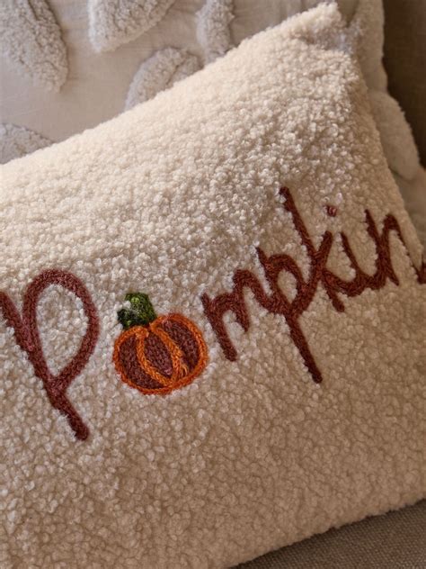Buy Natural 50 x 30cm Embroidered Hey Pumpkin Borg Slogan Cushion from ...