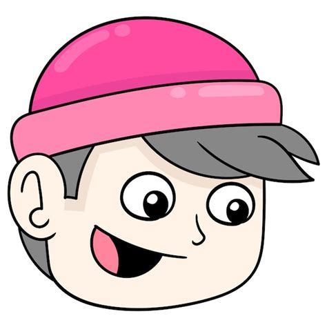 Głowa chłopca w czerwonej czapce z uśmiechniętą twarz, wektor ...