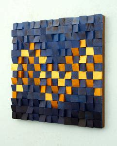 Scandinavian Blue Wood Mosaic Wall Decor – Saajawat
