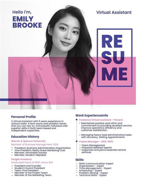 Image result for Virtual Assistant CV Template