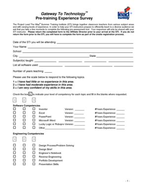 Fillable Online pltw uillinois Gateway To Technology Pre-training ...