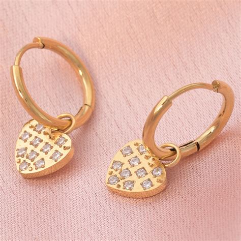 Buy Glittering Heart Hoop Earrings online- Palmonas – PALMONAS
