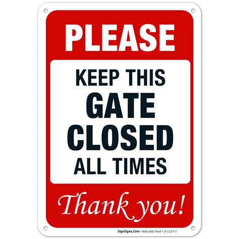 Buy Please Keep Gate Closed Sign, 10x7 Rust Free Aluminum,Weather/Fade ...