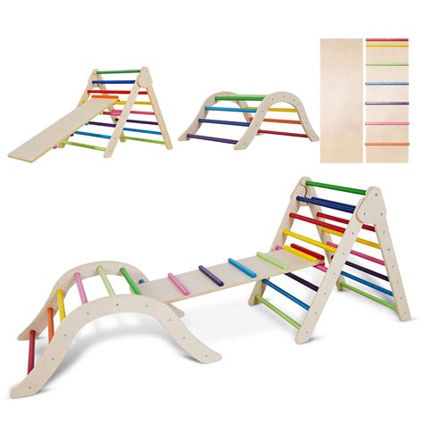 Buy 3 in 1 Foldable Triangle Ladder,pikler Triangle Climber with ramp ...