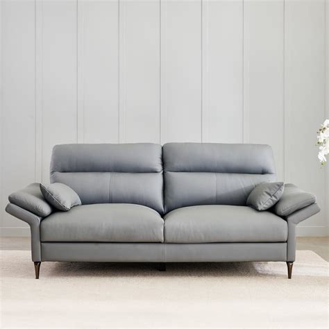 Buy Terraroza Half Leather 3-Seater Sofa with Cushions - Grey from Home ...