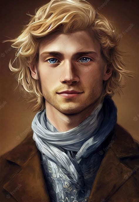 Man with blond hair and blue eyes wearing formal clothes on freepik 144x210mm Fantasy Character ...