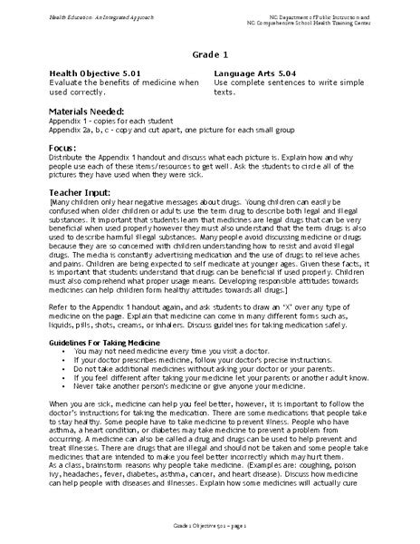 First Grade Health Lesson 1 的图像结果