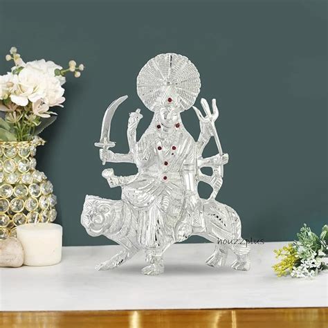Buy Astro-D White Metal Durga Maa Idol Durga maa murti for Home Temple ...