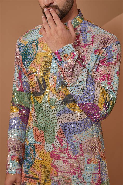 Abstract Sequin Embellished Kurta