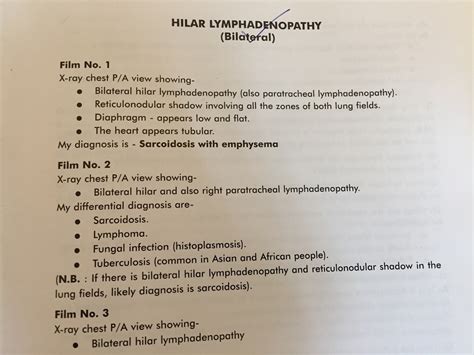 XRAY HILAR LYMPHADENOPATHY BILATERAL