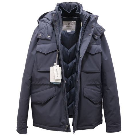 2948AI giubbotto uomo WOOLRICH men STRETCH MOUNTAIN jacket down padded blue