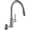 Delta Trask Spotshield Stainless Double Handle Pull-down Kitchen Faucet ...