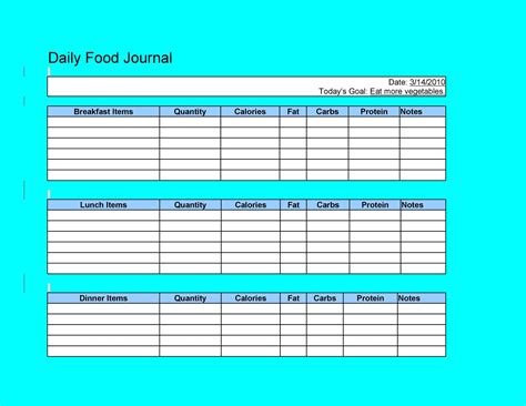 40 Simple Food Diary Templates & Food Log Examples