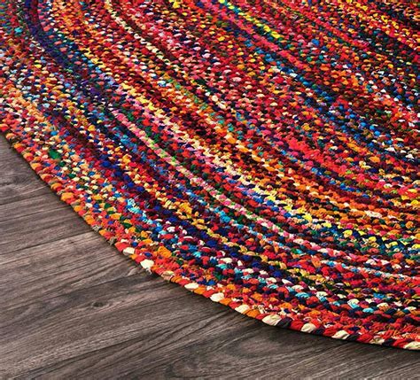 Jute and cotton multicolor oval shape carpet for living room