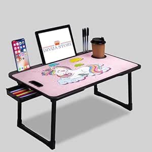 DIVIJA STORE Smart Multipurpose Foldable Laptop Table with Cup Holder ...