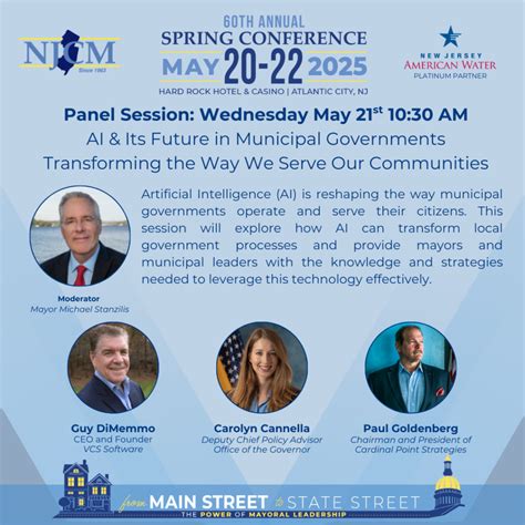 NJCM 60th Annual Spring Conference May 20-22, 2025 | New Jersey Conference of Mayors