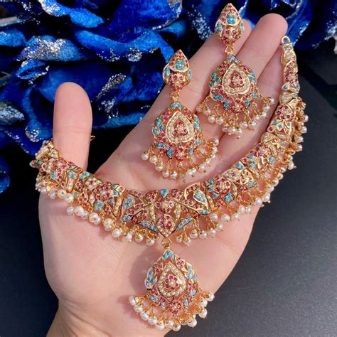 Multi-coloured Jadau Necklace Set | Traditional Rajasthani Design