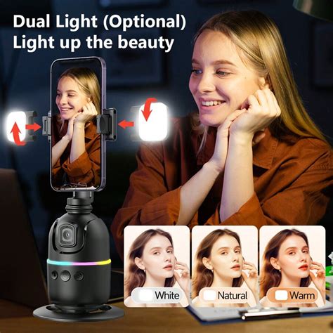 Auto Face Tracking Phone Tripod Holder, No App Required, 360° Rotation ...