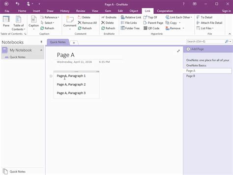 Image result for Link Paragraphs in OneNote
