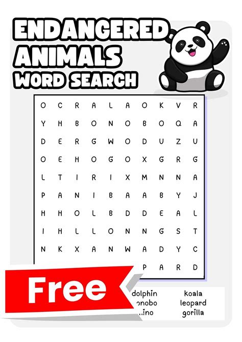 Endangered Animals Word Searches (Free to Print) - Teach Prints