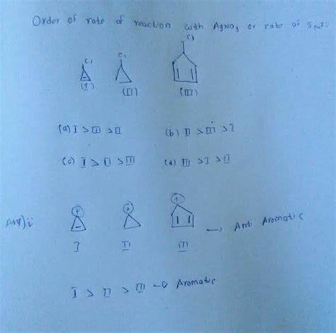 3. Order of rate of reaction with AgNO3 or rate of SNI: CI CI CI (1) (1 ...
