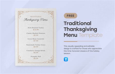 Free Thanksgiving Menu Templates, Editable and Printable