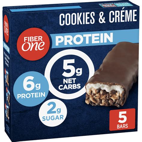 Fiber One Protein Bar, Cookies & Crème Chewy Bars, 6g Protein, Snacks ...
