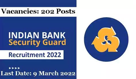 Indian Bank Security Guard Recruitment 2022 for 202 Posts