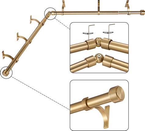 Amazon.com: Mayrhyme Warm Gold Corner Window Curtain Rods with Aluminum ...