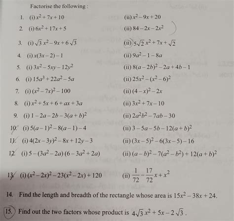 Please solve all these questions of Factorization chapter please ...