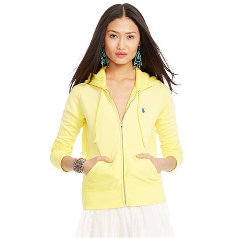 Ralph lauren Fleece Zip-Up Hoodie in Yellow | Lyst