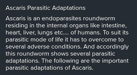 State parasitic adaptations in liverfluk and ascaris - Brainly.in