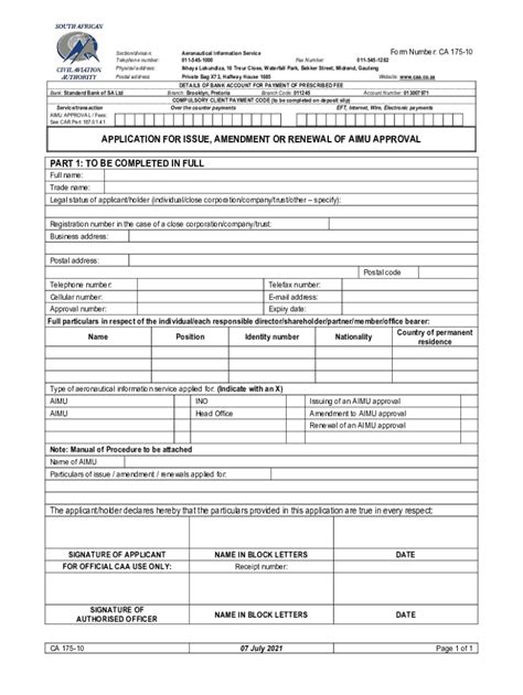 Fillable Online caa co Fillable Online caa co Aeronautical Forms - CA ...