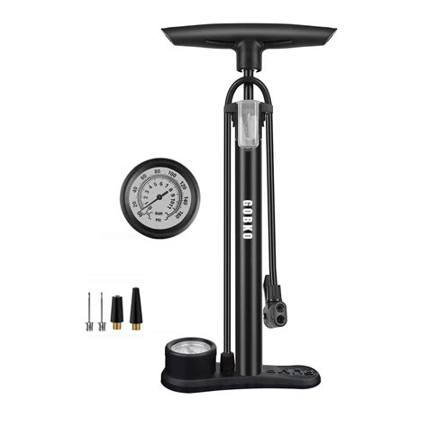 GOBKO Bike Floor Pump, Portable 160Psi Bicycle Pump with Gauge, Presta ...
