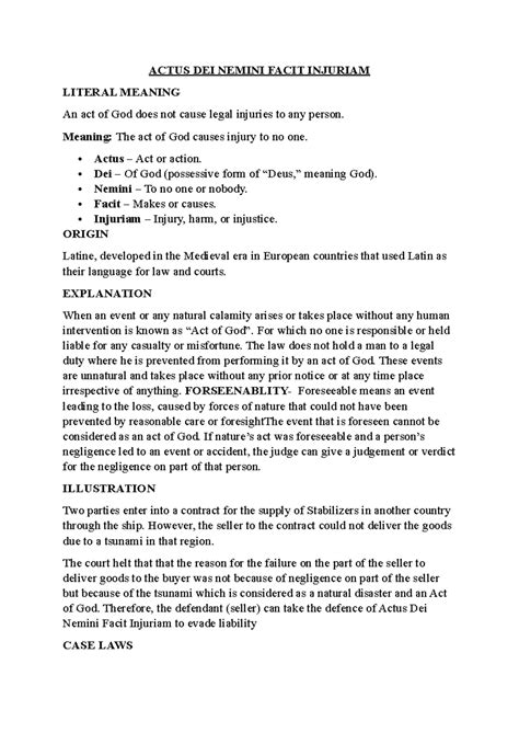 ACTUS DEI NEMINI FACIT INJURIAM: Legal Implications & Case Studies ...
