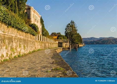 Village of Orta and the Island of San Giulio on Lake Orta, Italy Stock ...