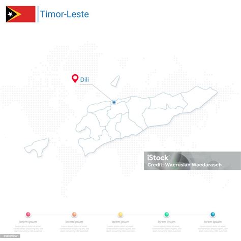 East Timor Map Detailed Infographic And Pin Of Country Capital Dili On White Background Stock ...