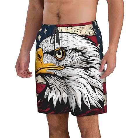 Uemuo American Bald Eagle Pattern Men's Swim Trunks Hawaiian Beach ...