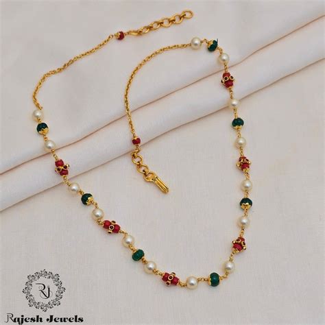 Amazing Red Green Gold Plated Chain – Rajesh Jewels